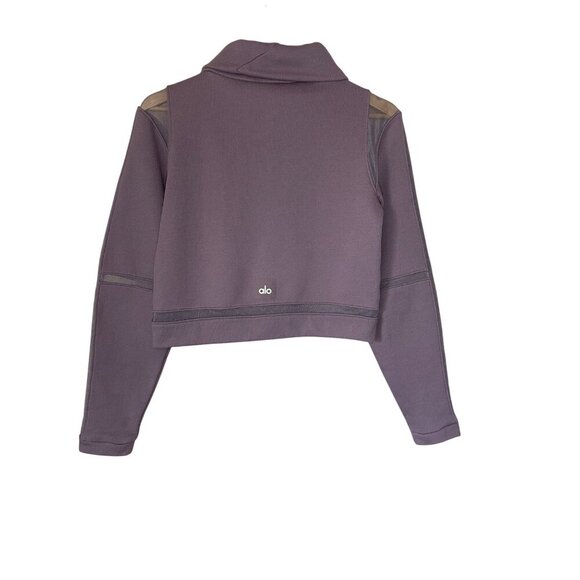 ALO Yoga Advance Mesh Inset Fleece Crop Sweatshirt Womens Size S Athleisure Gym - Picture 8 of 10